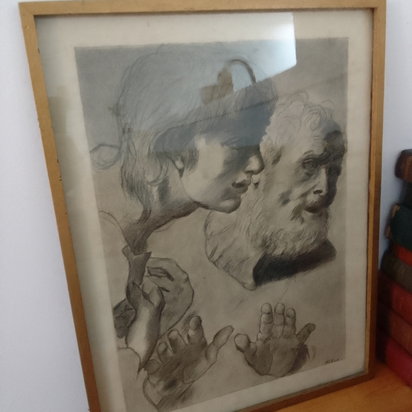 Large Antique Raphael study original sketch - Picture 2 of 7